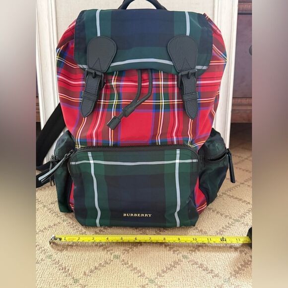 Vintage Burberry patchwork tartan rucksack backpack with leather details NWOT - Picture 4 of 16